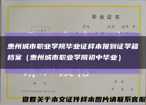 惠州城市职业学院毕业证样本报到证学籍档案（惠州城市职业学院初中毕业）缩略图