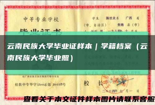 云南民族大学毕业证样本｜学籍档案（云南民族大学毕业照）缩略图