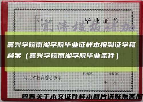 嘉兴学院南湖学院毕业证样本报到证学籍档案（嘉兴学院南湖学院毕业条件）缩略图