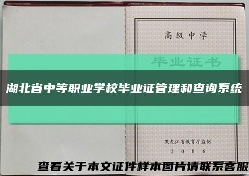 湖北省中等职业学校毕业证管理和查询系统缩略图