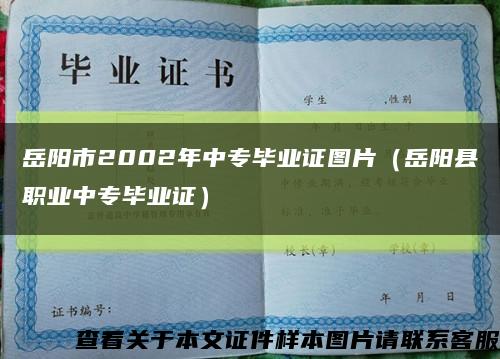 岳阳市2002年中专毕业证图片（岳阳县职业中专毕业证）缩略图