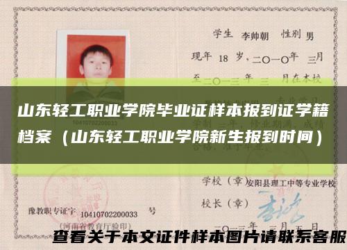 山东轻工职业学院毕业证样本报到证学籍档案（山东轻工职业学院新生报到时间）缩略图