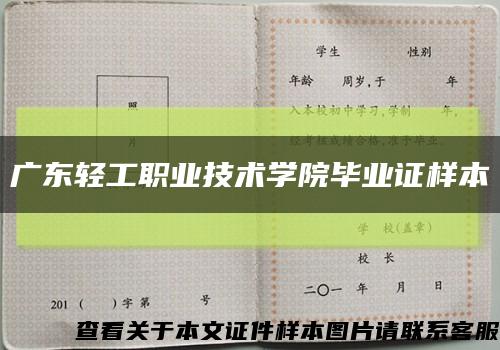广东轻工职业技术学院毕业证样本缩略图