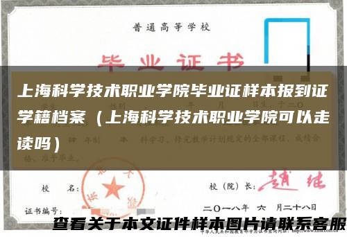 上海科学技术职业学院毕业证样本报到证学籍档案（上海科学技术职业学院可以走读吗）缩略图
