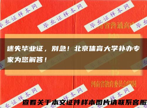 迷失毕业证，别急！北京体育大学补办专家为您解答！缩略图
