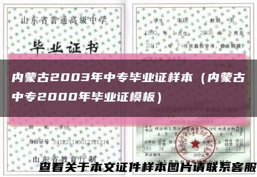 内蒙古2003年中专毕业证样本（内蒙古中专2000年毕业证模板）缩略图