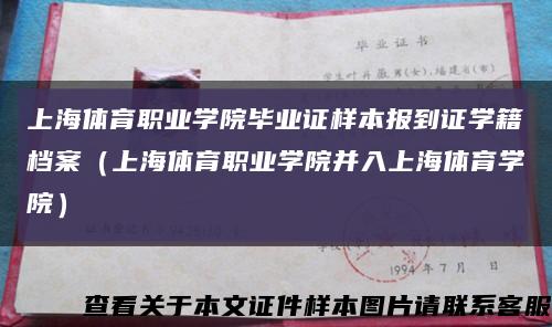 上海体育职业学院毕业证样本报到证学籍档案（上海体育职业学院并入上海体育学院）缩略图