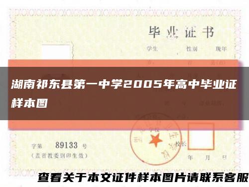 湖南祁东县第一中学2005年高中毕业证样本图缩略图