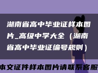 湖南省高中毕业证样本图片_高级中学大全（湖南省高中毕业证编号规则）缩略图
