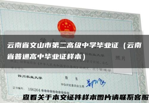 云南省文山市第二高级中学毕业证（云南省普通高中毕业证样本）缩略图