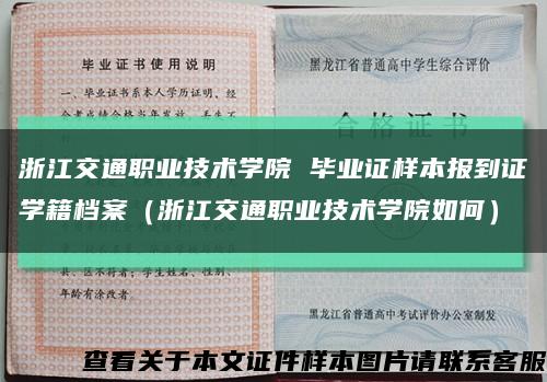 浙江交通职业技术学院 毕业证样本报到证学籍档案（浙江交通职业技术学院如何）缩略图