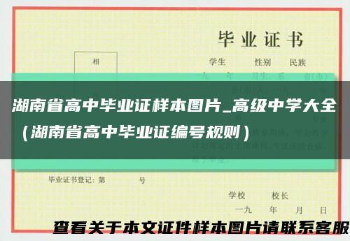 湖南省高中毕业证样本图片_高级中学大全（湖南省高中毕业证编号规则）缩略图
