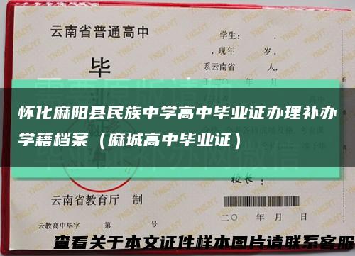 怀化麻阳县民族中学高中毕业证办理补办学籍档案（麻城高中毕业证）缩略图