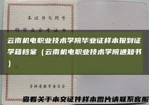 云南机电职业技术学院毕业证样本报到证学籍档案（云南机电职业技术学院通知书）缩略图