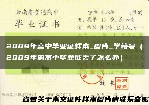 2009年高中毕业证样本_图片_学籍号（2009年的高中毕业证丢了怎么办）缩略图