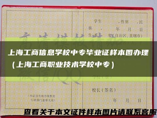 上海工商信息学校中专毕业证样本图办理（上海工商职业技术学校中专）缩略图