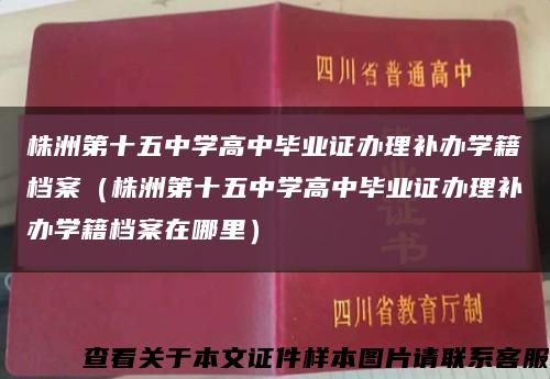 株洲第十五中学高中毕业证办理补办学籍档案（株洲第十五中学高中毕业证办理补办学籍档案在哪里）缩略图