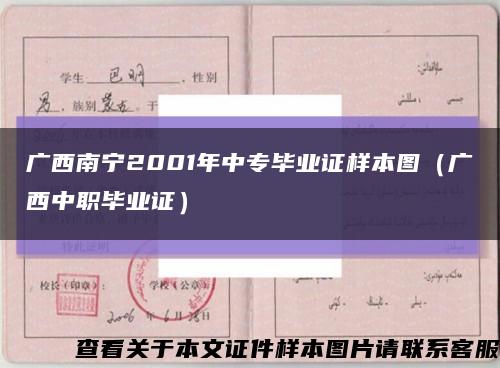 广西南宁2001年中专毕业证样本图（广西中职毕业证）缩略图
