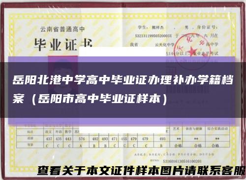 岳阳北港中学高中毕业证办理补办学籍档案（岳阳市高中毕业证样本）缩略图