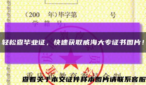 轻松查毕业证，快速获取威海大专证书图片！缩略图