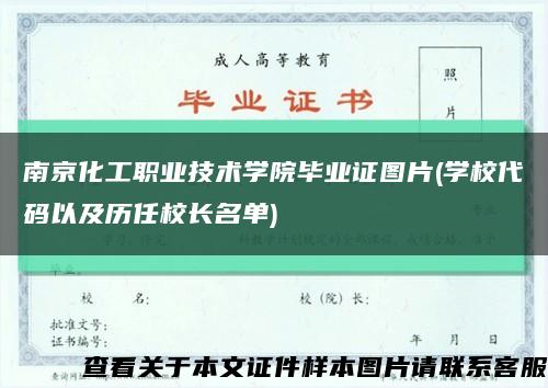 南京化工职业技术学院毕业证图片(学校代码以及历任校长名单)缩略图