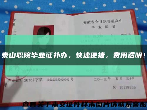 泰山职院毕业证补办，快速便捷，费用透明！缩略图