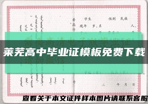 莱芜高中毕业证模板免费下载缩略图
