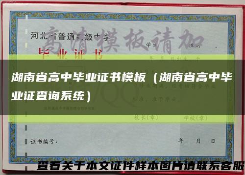 湖南省高中毕业证书模板（湖南省高中毕业证查询系统）缩略图