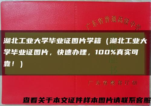 湖北工业大学毕业证图片学籍（湖北工业大学毕业证图片，快速办理，100%真实可靠！）缩略图