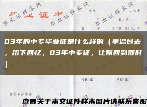 03年的中专毕业证是什么样的（重温过去，留下回忆，03年中专证，让你回到那时）缩略图