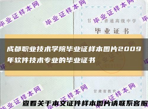 成都职业技术学院毕业证样本图片2009年软件技术专业的毕业证书缩略图