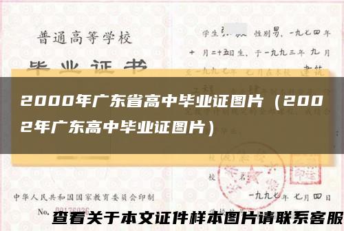 2000年广东省高中毕业证图片（2002年广东高中毕业证图片）缩略图