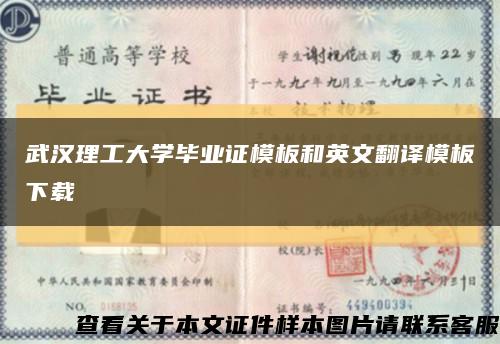武汉理工大学毕业证模板和英文翻译模板下载缩略图