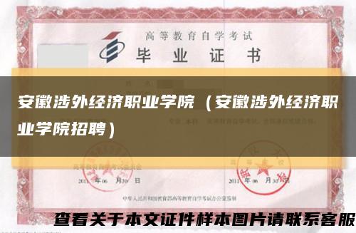 安徽涉外经济职业学院（安徽涉外经济职业学院招聘）缩略图