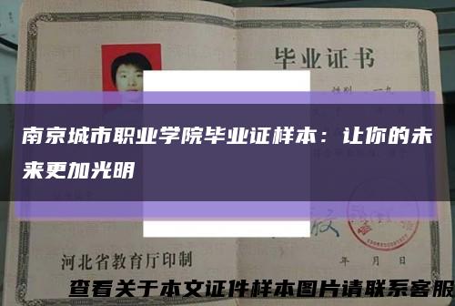 南京城市职业学院毕业证样本：让你的未来更加光明缩略图
