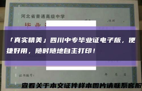 「真实精美」四川中专毕业证电子版，便捷好用，随时随地自主打印！缩略图