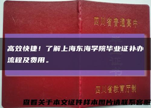 高效快捷！了解上海东海学院毕业证补办流程及费用。缩略图