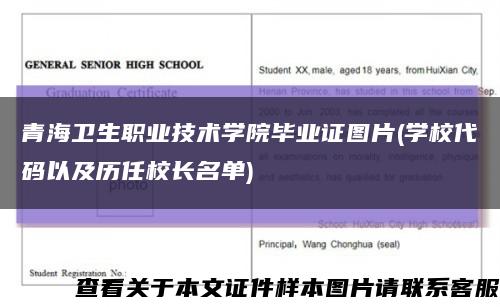 青海卫生职业技术学院毕业证图片(学校代码以及历任校长名单)缩略图