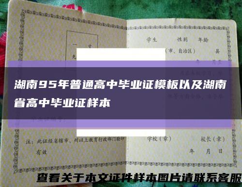湖南95年普通高中毕业证模板以及湖南省高中毕业证样本缩略图