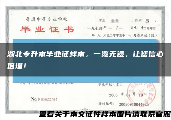 湖北专升本毕业证样本，一览无遗，让您信心倍增！缩略图