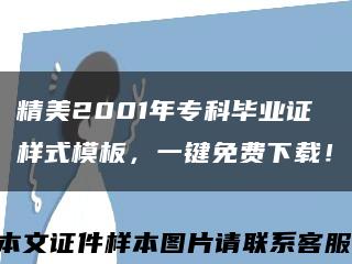 精美2001年专科毕业证样式模板，一键免费下载！缩略图