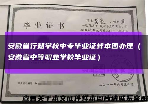 安徽省行知学校中专毕业证样本图办理（安徽省中等职业学校毕业证）缩略图