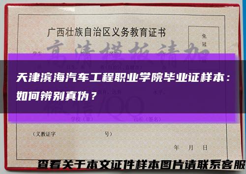 天津滨海汽车工程职业学院毕业证样本：如何辨别真伪？缩略图
