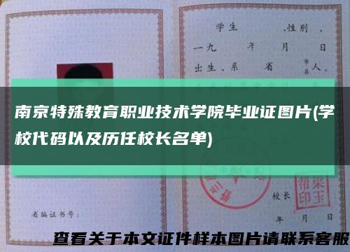南京特殊教育职业技术学院毕业证图片(学校代码以及历任校长名单)缩略图