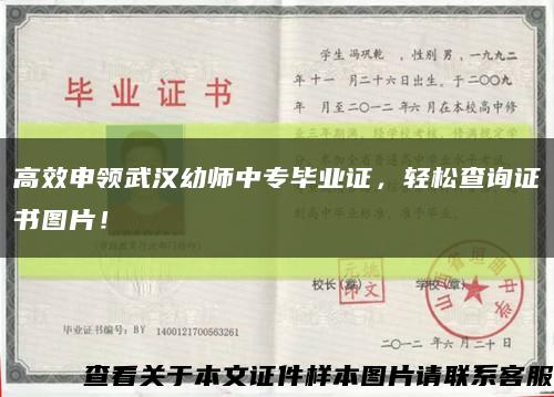 高效申领武汉幼师中专毕业证，轻松查询证书图片！缩略图