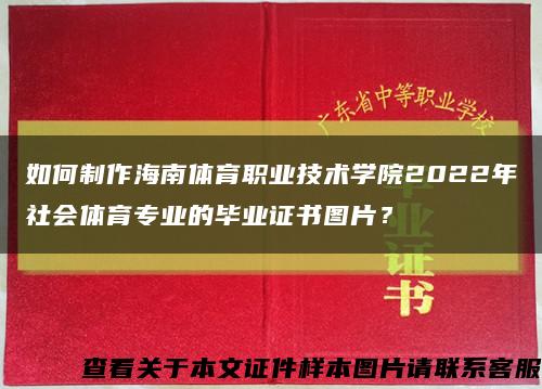 如何制作海南体育职业技术学院2022年社会体育专业的毕业证书图片？缩略图