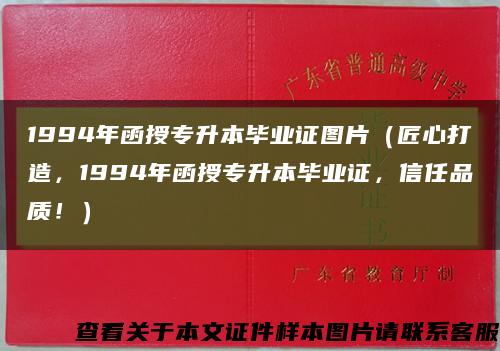 1994年函授专升本毕业证图片（匠心打造，1994年函授专升本毕业证，信任品质！）缩略图