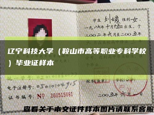 辽宁科技大学（鞍山市高等职业专科学校）毕业证样本缩略图