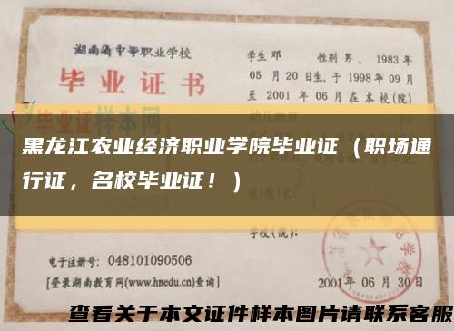 黑龙江农业经济职业学院毕业证（职场通行证，名校毕业证！）缩略图