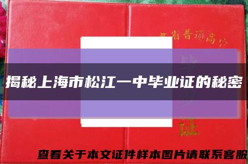 揭秘上海市松江一中毕业证的秘密缩略图